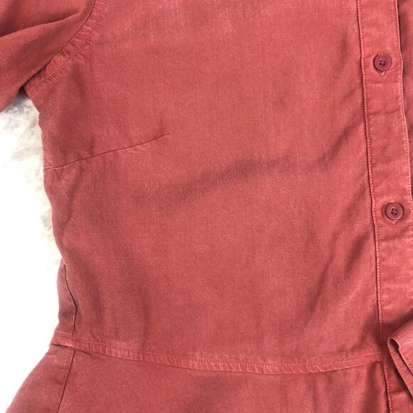 Anthropologie Cloth & Stone Pink Red Tiered Fringe Button Down Top Size XS / Ext - Picture 6 of 14